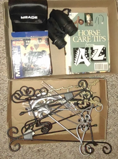 MEADE BINOCULARS, HORSE BOOKS, PICTURE EASELS