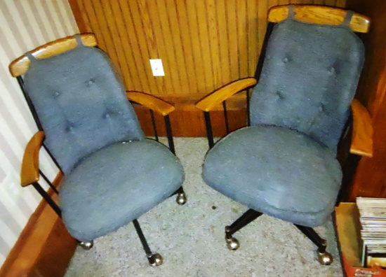 PAIR OF CHAIRS ON ROLLERS - PICK UP ONLY