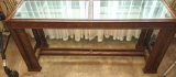 VINTAGE GORDON's ORIENTAL GLASS TOP SOFA TABLE - PICK UP ONLY