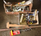STEEL CHAIN GROUND STAKE, MISC. TOOLS, DOOR HARDWARE, TOTE, ETC. - PICK UP ONLY