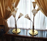 PAIR OF TALL DIRECTIONAL BRASS LAMPS - PICK UP ONLY