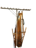 VINTAGE WOODEN IRONING BOARD & RAKE - PICK UP ONLY