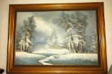 OIL ON CANVAS WINTER SCENE - PICK UP ONLY