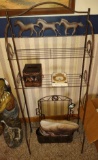 EQUESTRIAN LIGHT WEIGHT METAL SHELF, PILLOW & OTHER MISC. HORSE ITEMS - PICK UP ONLY