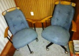 PAIR OF CHAIRS ON ROLLERS - PICK UP ONLY