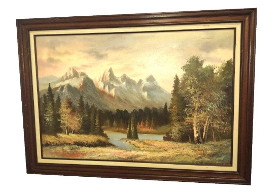 LARGE VINTAGE OIL ON CANVAS PAINTING - PICK UP ONLY