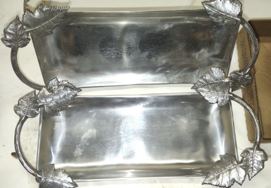 PAIR OF ORNATE SILVER CHEESE TRAYS - PICK UP ONLY