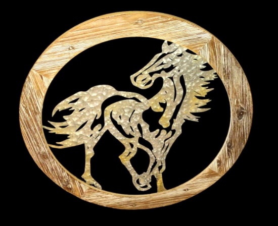 STALLION METAL & WOOD WALL ART - PICK UP ONLY
