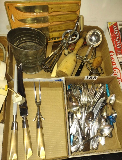 KITCHEN UTENSILS, CARVING SET & FLATWARE - PICK UP ONLY