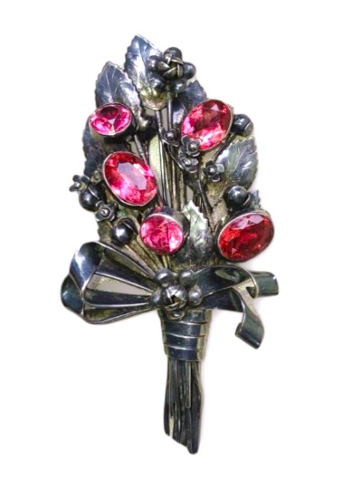 VINTAGE 1940's HOBE STERLING BROOCH - 58 GRAMS