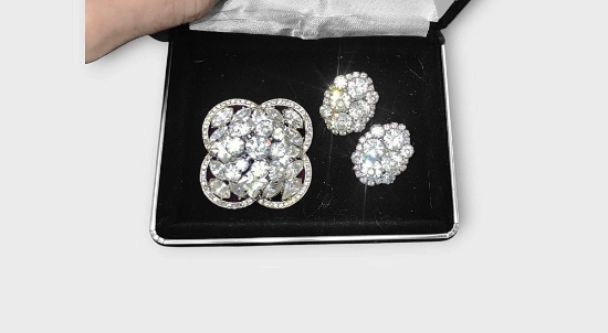VINTAGE REINARD BROOCH & PIERCED EARRINGS