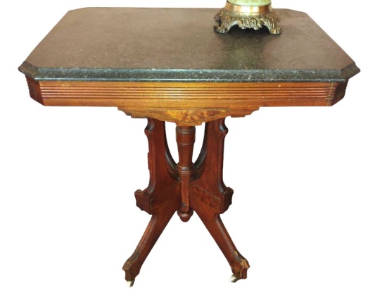 1800's MARBLE TOP WALNUT STAND - PICK UP ONLY