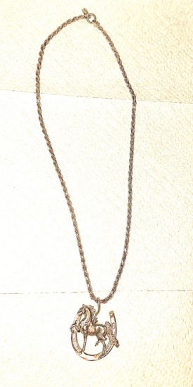 STERLING NECKLACE & HORSE PENDANT - 28+ GRAMS