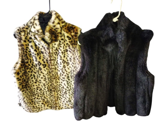 2 FAUX FUR VESTS