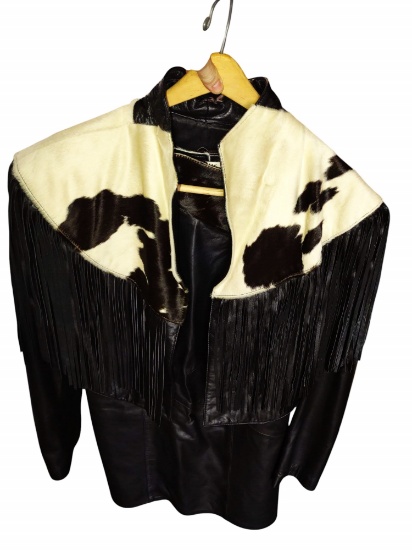 LADIES CONTINENTAL LEATHER & HIDE 2 PIECE SKIRT & JACKET SET