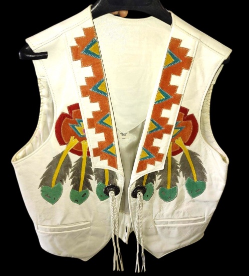 VINTAGE ARTURO BURRAY OLSON WESTERN LEATHER VEST - SIZE 36