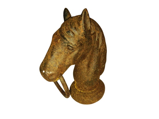 ANTIQUE CAST IRON HITCHING HORSE HEAD - PICK UP ONLY