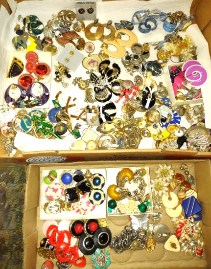 LARGE LOT OF CLIP & PIERCED EARRINGS