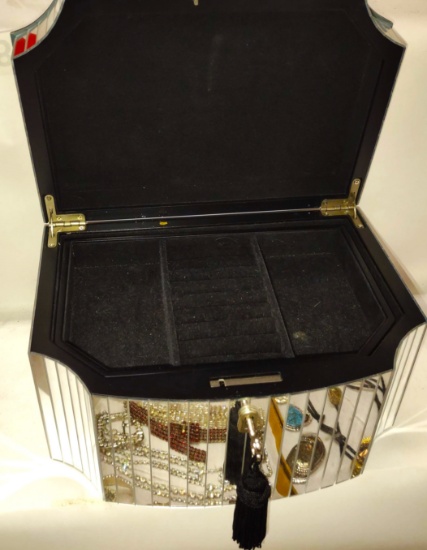 MIRRORED JEWELRY BOX & KEY - PICK UP ONLY
