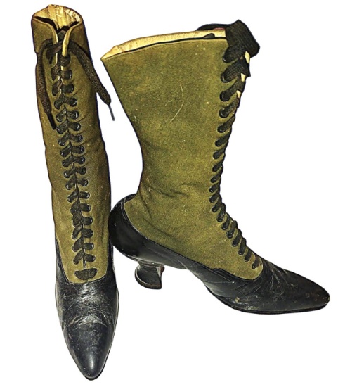 1890's 2 TONE LADIES HIGH LACE BOOTS