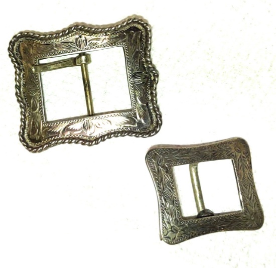 VINTAGE MEXICO STERLING WESTERN BELT BUCKLES