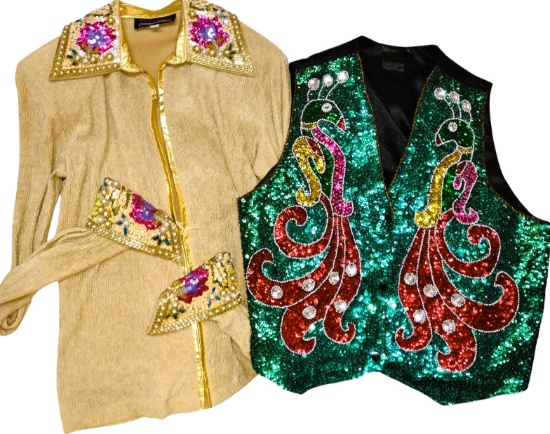 WESTERN HOBBY HORSE SEQUIN TOP & ATTITUDES VEST - SIZE SMALL