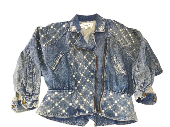 VINTAGE GOLDEN RIVER DENIM STUDDED DENIM JACKET - SIZE MEDIUM