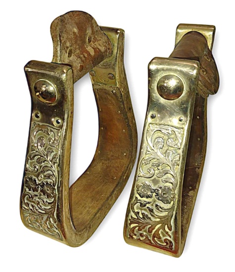 VINTAGE ENGRAVED HORSE STIRRUPS