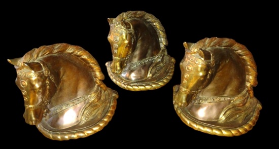 3 VINTAGE GLADYS BROWN DODGE INC. HORSE HEAD BOOKENDS