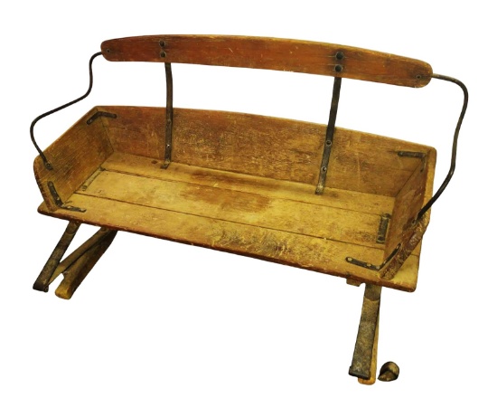 ANTIQUE WOOD & IRON WAGON BENCH SEAT - PICK UP ONLY