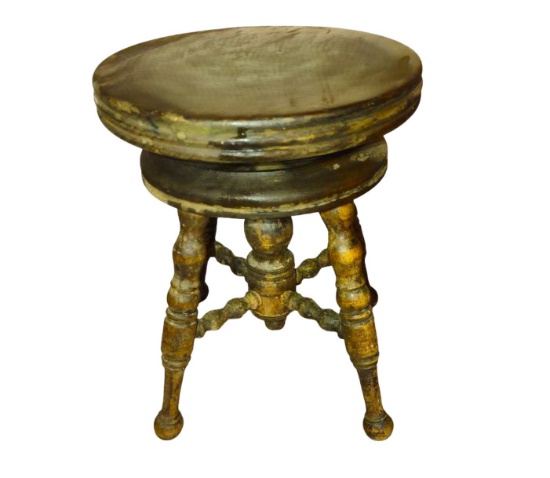 SMALL VINTAGE DOLL SIZE PIANO STOOL (GREAT FOR PLANT STAND)