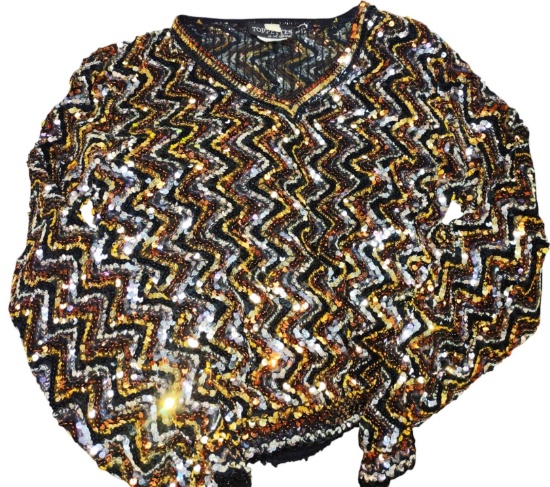 LADIES VINTAGE SEQUIN BLOUSE (SIZE MEDIUM)