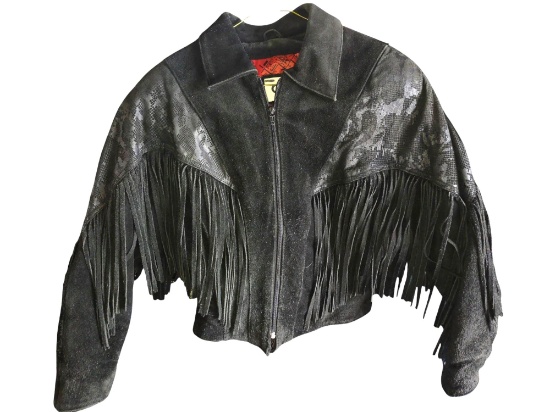 VINTAGE CHIA SUEDE LEATHER FRINGE JACKET - SIZE SMALL