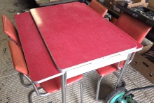 VINTAGE 1950's MID-CENTURY FORMICA & CHROME DINETTE with 4 CHAIRS - PICK UP ONLY