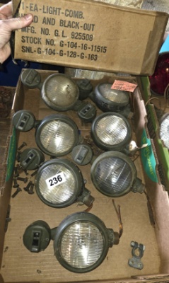 Vintage New-Old-Stock Military-Style Head & Black-Out Combo Lights - Pick Up Only