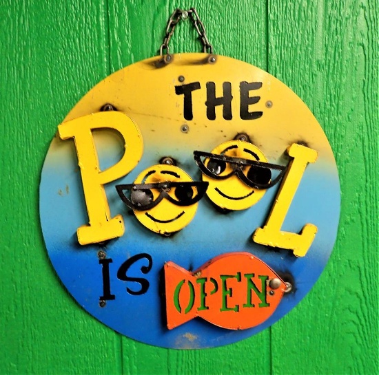 Metal Sign - Pool Is Open