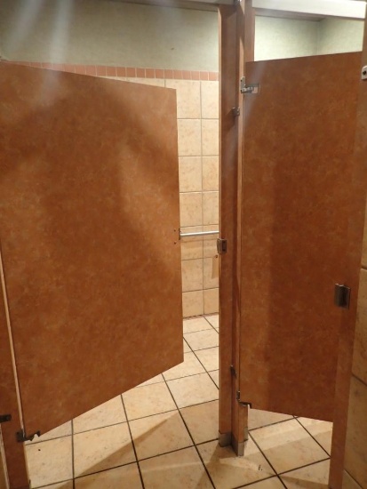 3-Stall Bathroom Partition w/ 3 Wall-Mounted Trash Cans, 3 Double Toilet Paper Dispensers & 2