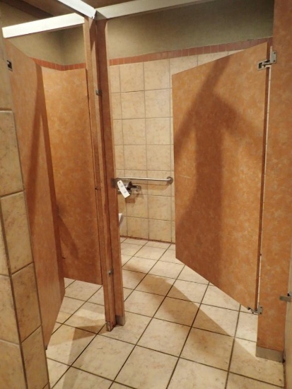 2-Stall Bathroom Partition w/ 2 Double Toilet Paper Dispensers & 2 Handrails