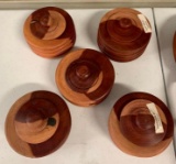 (5) Wood Bowls w/ Lids - Hand Carved in Zimbabwe