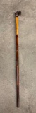 Wood Walking Stick w/ Hippopotamus Head Handle - Hand Carved in Zimbabwe