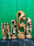 (5) Wood Family Sculptures - Hand Carved in Zimbabwe