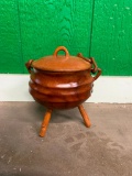 Medium Wood Bowl w/ Lid & 3 Legs - Hand Carved in Zimbabwe