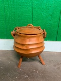 Large Wood Bowl w/ Lid & 3 Legs - Hand Carved in Zimbabwe