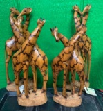 (4) Wood Giraffe Sculptures - Hand Carved in Zimbabwe