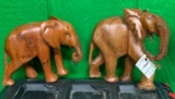 (2) Wood Elephant Sculptures - Hand Carved in Zimbabwe