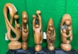 (5) Wood Family Sculptures - Hand Carved in Zimbabwe