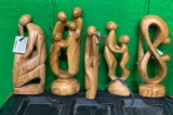 (5) Wood Family Sculptures - Hand Carved in Zimbabwe