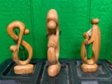 (3) Wood Family Sculptures - Hand Carved in Zimbabwe