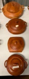 (4) Wood Bowls w/ Lids - Hand Carved in Zimbabwe