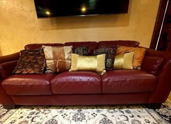 Leather burgundy sofa